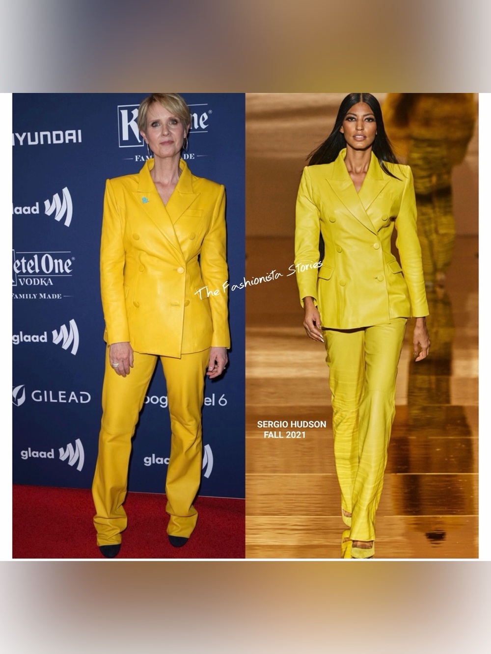 Nwd Sergio Hudson mustard yellow lamb leather pants size 4 Rp$1890